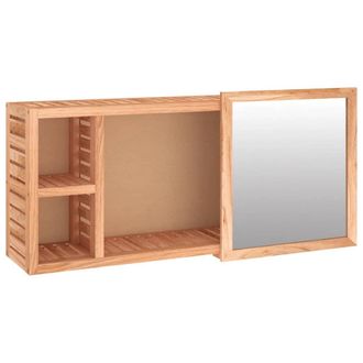 vidaXL Armario Con Espejo Madera Maciza Nogal 80x17x34 Cm Vidaxl