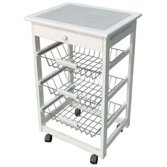 Wurko Verdulero Blanco 3 Cajones Cullera 76x47 Cm, Verdulero Madera 3 Cajones Cullera. -marca:. -verdulero Compuesto De Tres Cestas Blancas Y Un Caj&oacute;n Con E