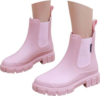 Generic Ankle Rubber Wellies Women Short Wellies Women Garden Shoes Welly Boots Non Slip Detachable With Cotton Inside Rain Boots