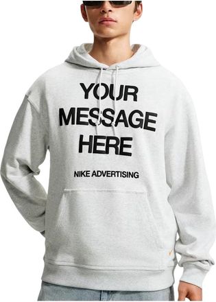Nike Sportswear Fleece Hoodie Birch Heather Black Safety Orange IO1649-051