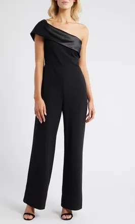 Eliza J One-Shoulder Jumpsuit in Black at Nordstrom, Size 10