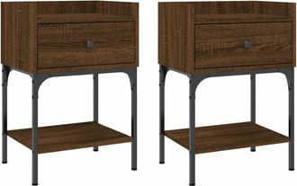 vidaXL Vidaxl - Mesita noche 2 uds madera ingeniería marrón roble 40,5x31x60 cm