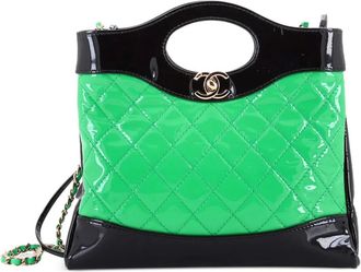 Chanel 31 Shopping Bag Quilted Patent Mini tote bag - Zwart