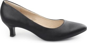 Comfort Plus TEXAS Ladies Faux Leather Kitten Heel Court Shoes Matte Black UK 3