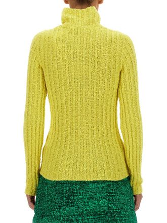 Moncler Zipper-Collar Jersey Sweater - Yellow