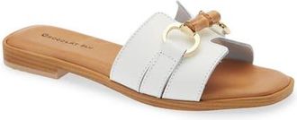 Chocolat Blu Baz Slide Sandal in White Leather at Nordstrom, Size 6.5-7Us