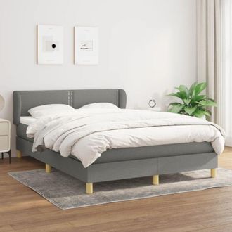 vidaXL Cama Box Spring Con Colch&oacute;n Tela Gris Oscuro 140x200 Cm Vidaxl