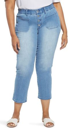NYDJ Marilyn Infinity Waist Button Fly Crop Jeans in Everly at Nordstrom, Size 4X