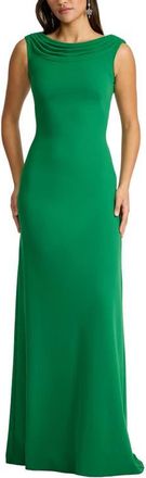 Tadashi Shoji V-Back Crepe Gown in Bamboo at Nordstrom, Size X-Large