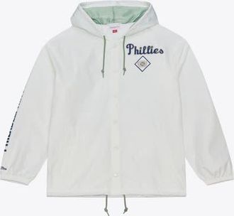 Mitchell & Ness Mens Mitchell & Ness White Philadelphia Phillies Yacht Rock Coaches Full-Snap Hooded Windbreaker Jacket at Nordstrom, Size X-Large