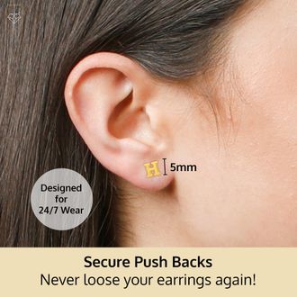 MAX + STONE 14k Yellow or White Gold Small Script Initial Letter Stud Earrings