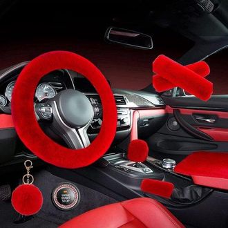 OEM Juego De Fundas Mullidas Para Volante De Coche - 8 Piezas, C&aacute;lidas Y Suaves, 38 Cm (15 Pulgadas)
