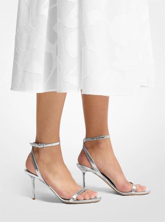 Michael Kors Gwyneth Metallic Snake Embossed Leather Sandal