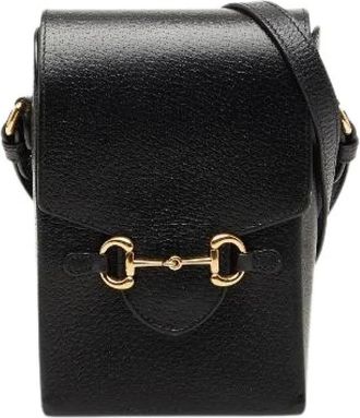 Gucci Pre-owned Cross Body Bags, female, Black, Size: ONE SIZE Pre-owned Vintage Leather Crossbody Bag