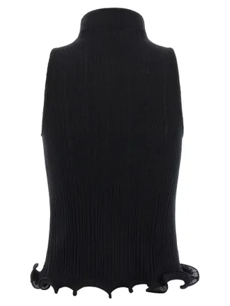 Fendi Logo-Embroidered Ribbed Cotton Tank Top - Black