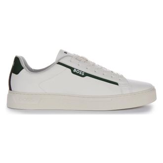 HUGO BOSS Sneakers, male, White, 9 UK, White Green Tennis Shoes for Men