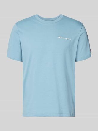 Champion T-Shirt mit Label-Stitchings und Rundhalsausschnitt in Rauchblau, Gr&ouml;&szlig;e XXL
