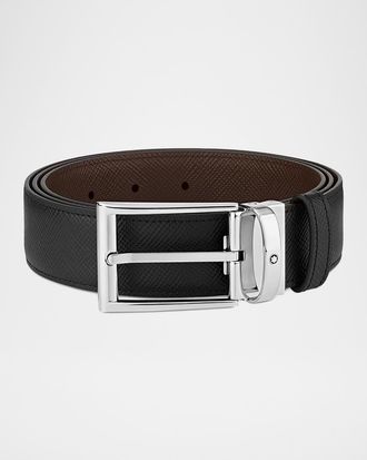 Montblanc Trapeze Reversible Saffiano Leather Belt