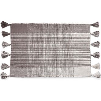 Tag Tassel Plaid Doormat Stylish Home Entryway Rug in Gray at Nordstrom, Size Medium