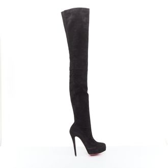 Christian Louboutin suede over knee platform boots