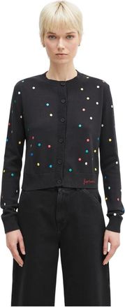 Fiorucci Confetti Dot Print Logo Cardigan - Dames - Vesten - Zwart - S - Katoen - Truien & Vesten