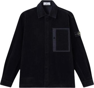 Stone Island Cotton Corduroy 800 Overshirt - Heren - Zomerjassen - Blauw - XL - Katoen - Jassen