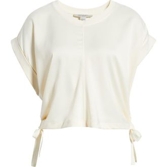 AllSaints Mira Cinched Side Satin T-Shirt in Tofu White at Nordstrom, Size Large