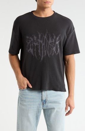 PacSun Euphoria Micro Waffle Knit T-Shirt in Black at Nordstrom, Size X-Large