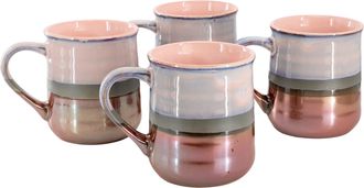 Gibson Home Copper Tonal 4 Piece 18 Ounce Stoneware Cup Set in Mauve