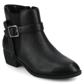 Journee Collection Womens Devina Medium and Wide Width Buckle Detail Ankle Booties