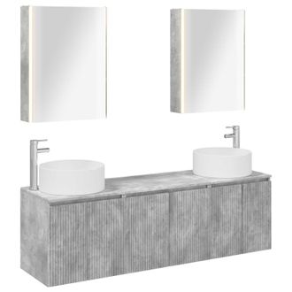 vidaXL Juego De Muebles De Ba&ntilde;o 5 Uds. Gris Hormig&oacute;n Vidaxl