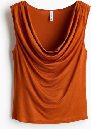 H&M Jerseytop mit Wasserfallausschnitt - Orange