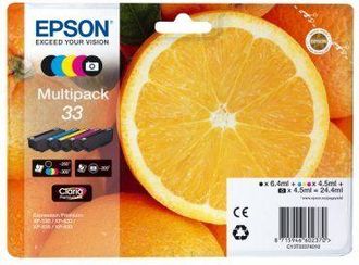 Epson Cartouche Imprimante - Epson - 33 Claria C13t33374011 - Cyan, Magenta, Jaune, Noir, Photo Noire - Pack De 5 - 24,4 Ml
