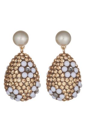 Tory Burch Curiosity Crystal Drop Earrings in Tory Gold /Light Brown at Nordstrom