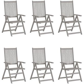 vidaXL Sillas Reclinadas De Jard&iacute;n 6 Pcs Acacia Masiva Gris