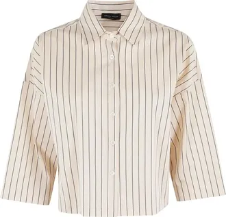 Roberto Collina striped shirt - women - Viscose - L - Neutrals