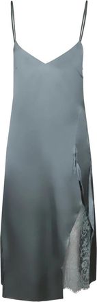 Acne Studios Glanzend grijs satijn. Verstelbaar - Dames - Casual kleedjes - Groen - S - Satijn - Kleedjes