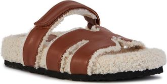 Azalea Wang Dovey Faux Shearling Slide Sandal in Tan at Nordstrom Rack, Size 11