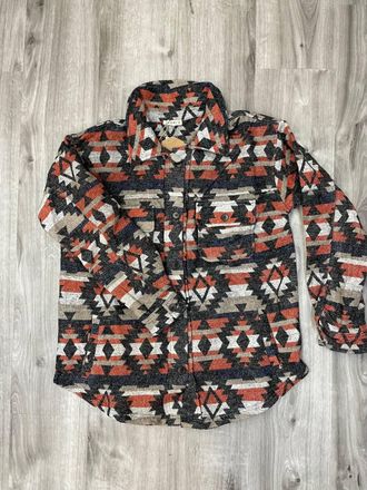 Greek Archaic Kori Mens Flannel Button Down Shacket In Aztec