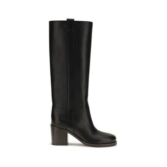 Brunello Cucinelli Black Calf Leather Bos Taurus High Heel Womens Boots