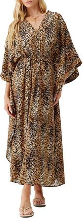 Melissa Odabash Bonnie Cover-Up Caftan in Cheetah at Nordstrom