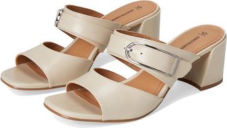 Johnston & Murphy Everly Buckle Slide Womens Sandals Bone : 9.5 M, Leather