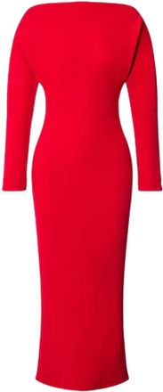 Alberta Ferretti Kleedjes, Dames, Rood, S, Midi-jurk van stretch cady