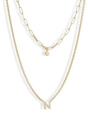 Meshmerise Diamond Initial Charm Necklace in Yellow-N at Nordstrom Rack
