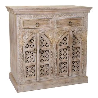 Wanderlust Deco Recibidor De Madera Acabado Artesanal 90x45x90h Cm