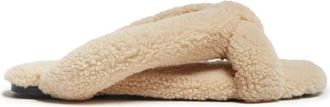 La DoubleJ Chique Color-block Slide - Dames - Sandalen - Beige - 41 EU - Leer - Schoenen