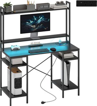 HOMCOM Homcom - Computer Desk Home Office Desk with Monitor Stand, Black