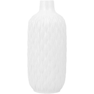 Beliani Beliani - Jarr&oacute;n Decorativo De Gres Blanco Mate 31 Cm Forma De Botella Moderno Glamuroso Emar