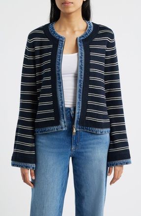 Wit & Wisdom Mixed Media Jacket in Navy/Ecru at Nordstrom, Size X-Large