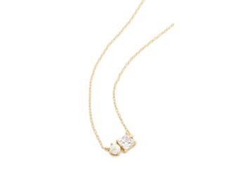 Kate Spade New York Signature Solitaire Pendant Womens Necklace Cream Clear Gold, Brass/Cubic Zirconia